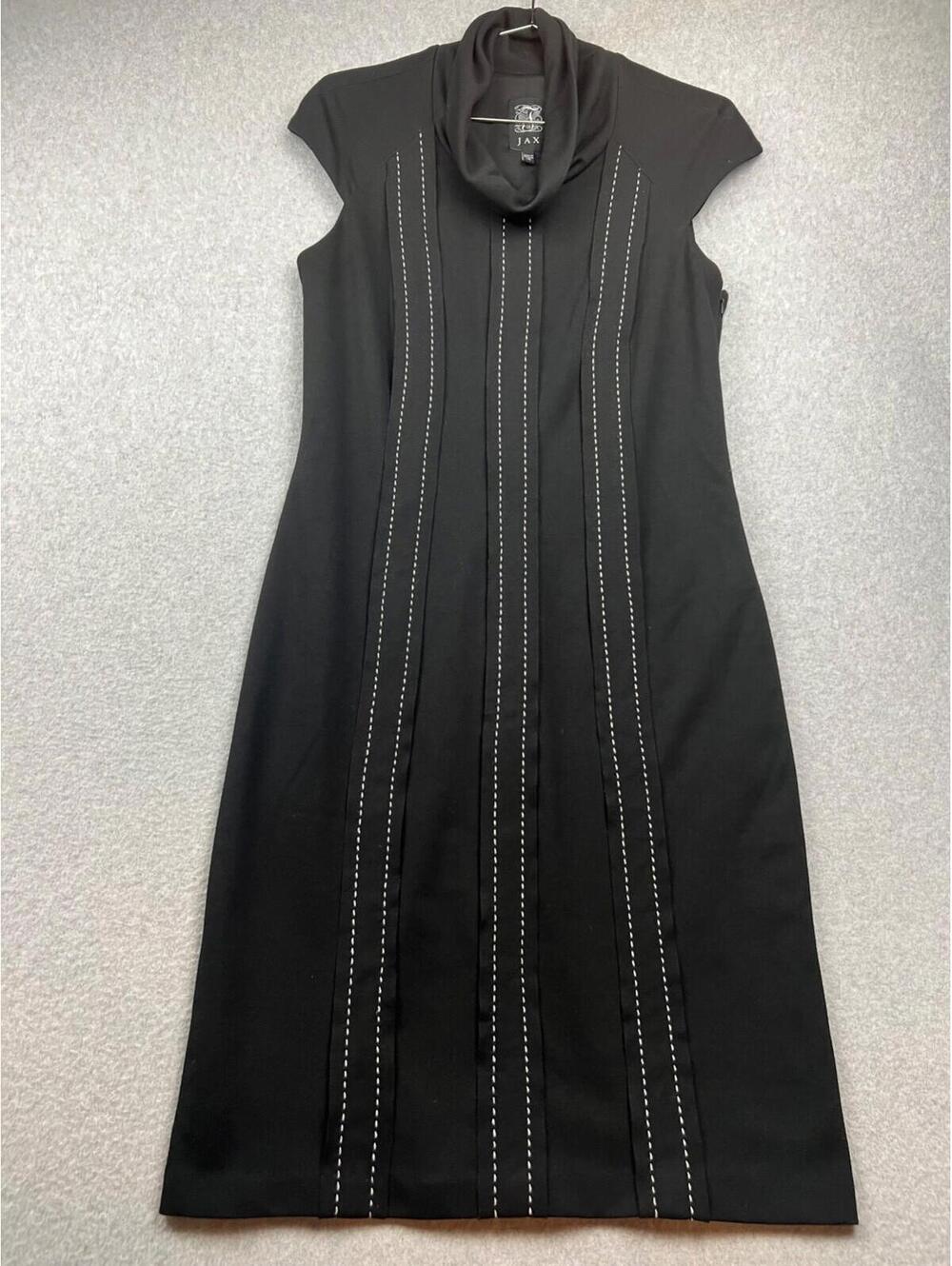 JAX Sheath Dress Womens 10 Cowl Neck Casual Knee Length Work Career Black